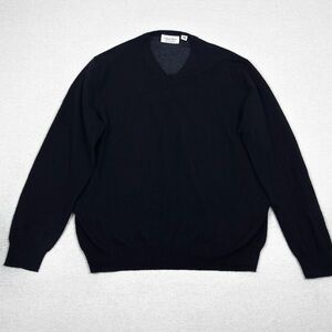 Calvin Klein 100% Merino Wool Black V-Neck Sweater
